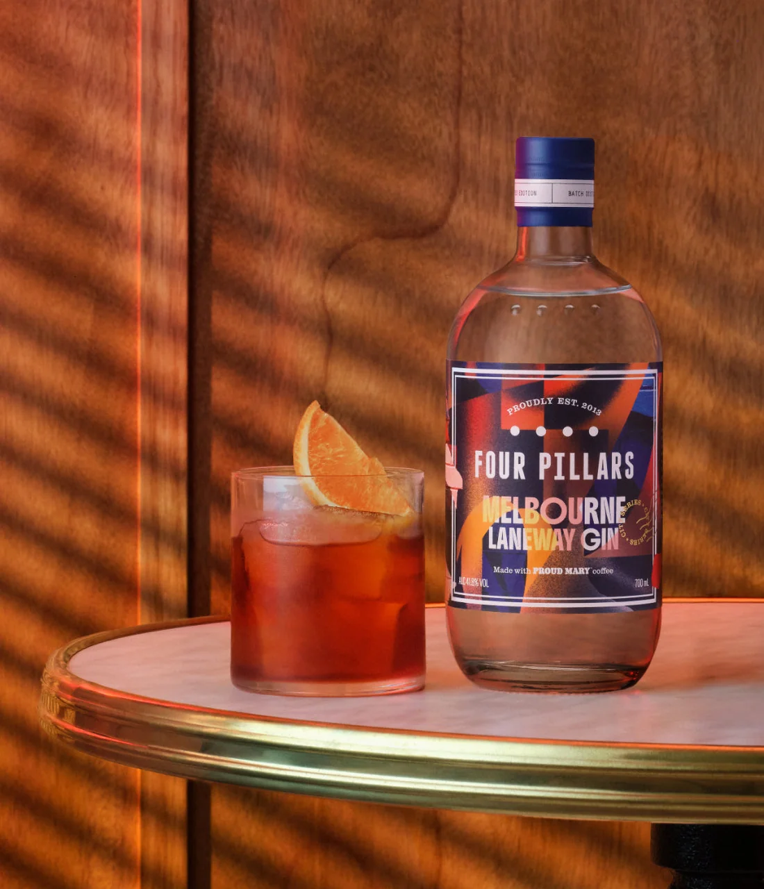 Four Pillars Melbourne Laneway Gin bottle with label artwork by URSHTRAY